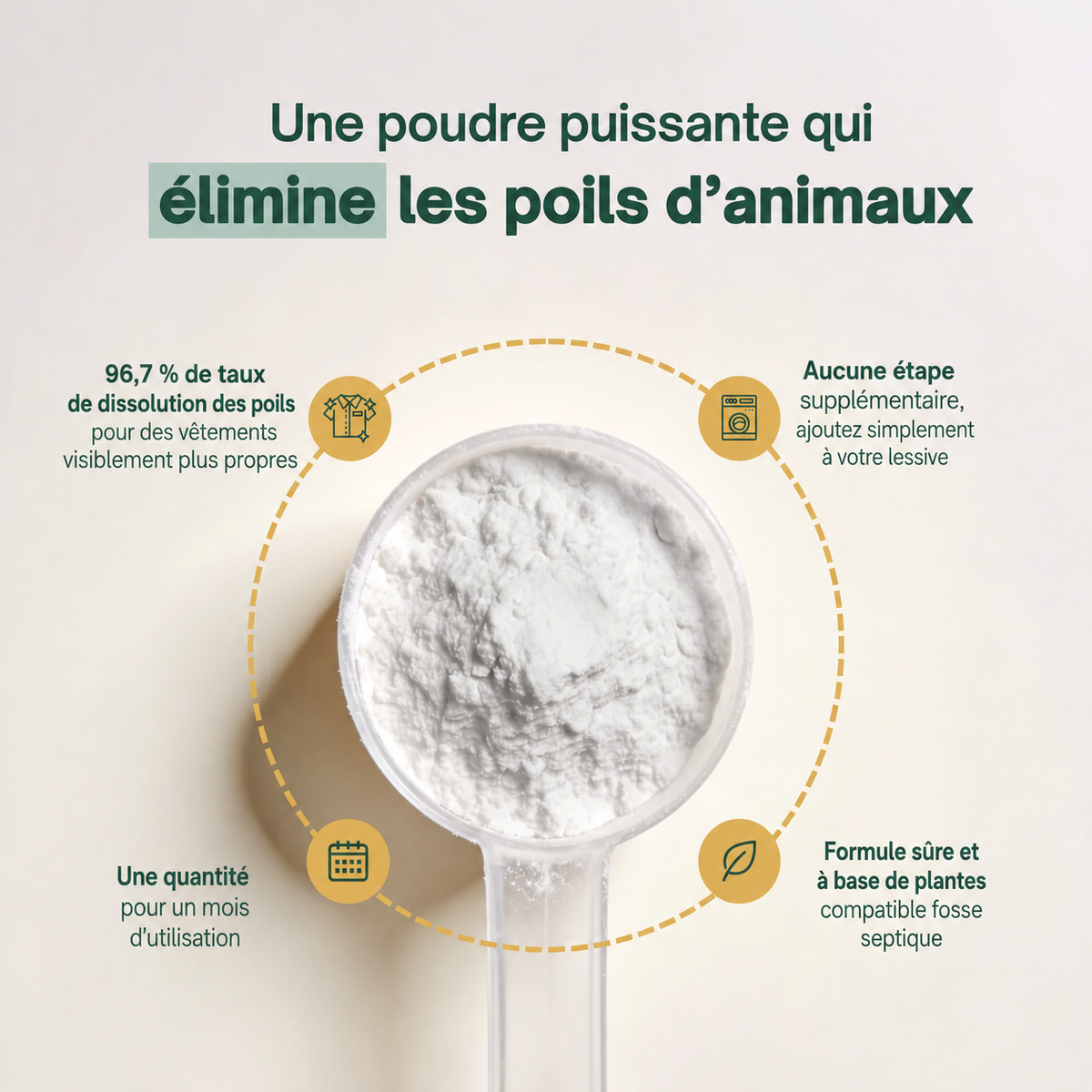 La première lessive en poudre qui dissout les poils d'animaux